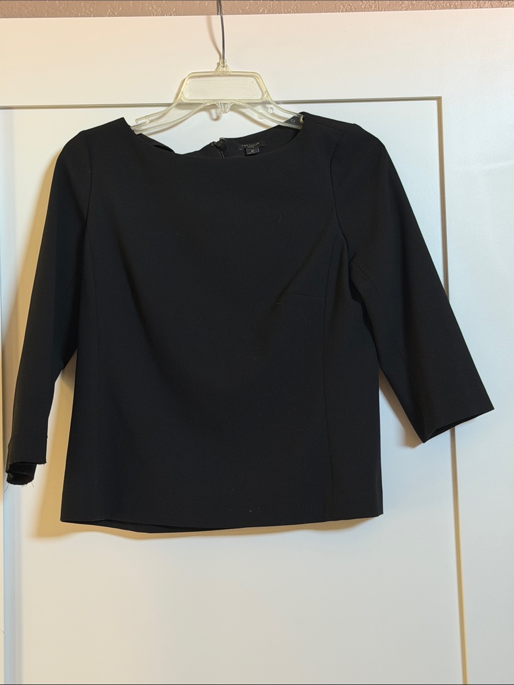 Ann Taylor Black Boatneck Three-Quarter Sleeve Top